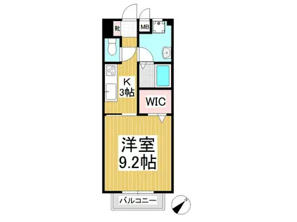 パルタージュA棟(1K/2階)の間取り写真