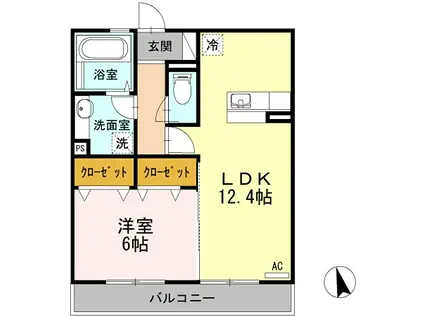 クレール扇(1LDK/3階)の間取り写真