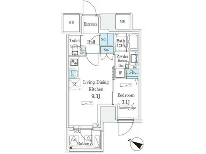 URBAN BREEZE 恵比寿(1LDK/10階)の間取り写真