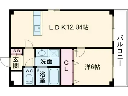 ウエムラグレース忠岡町(1LDK/2階)の間取り写真