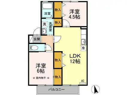メゾンドファミール(2LDK/2階)の間取り写真