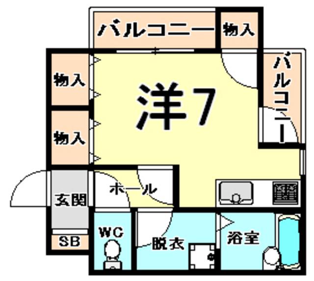 ヴィゴーラス武庫之荘(ワンルーム/2階)の間取り写真