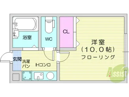 多賀城イーストB棟(1K/1階)の間取り写真