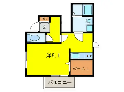 TAUSEND CLAIR(ワンルーム/1階)の間取り写真