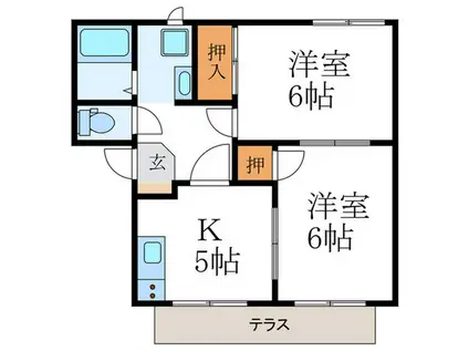 フレグランス上杉(2K/1階)の間取り写真