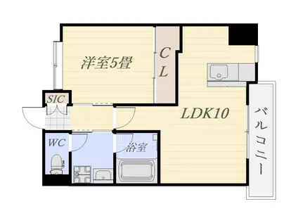 グリーンプラザ下荒田(1LDK/6階)の間取り写真