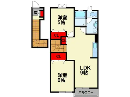 プラシードB(2LDK/2階)の間取り写真