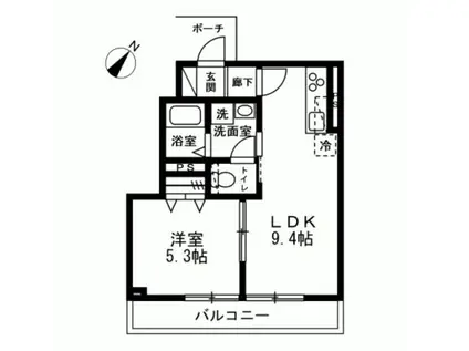 オスト六浦(1LDK/1階)の間取り写真