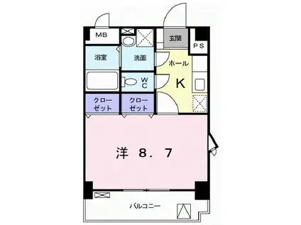 モンシェモアII(1K/3階)の間取り写真