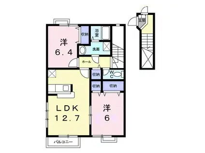 サンライト国分寺B(2LDK/2階)の間取り写真