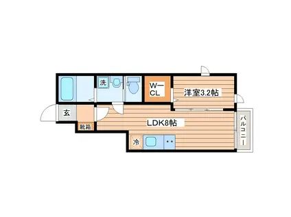 マノアーレ名取駅西 B(1LDK/1階)の間取り写真