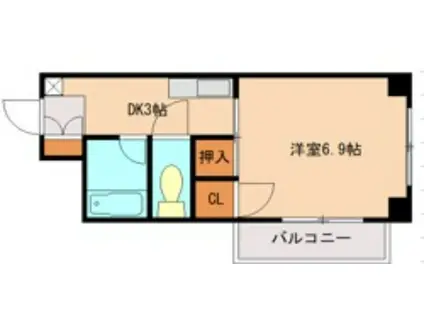 レトリック姪浜(1DK/4階)の間取り写真