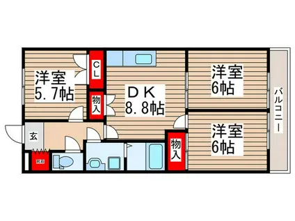 アルタソーナ(3DK/2階)の間取り写真