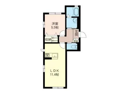 あおばハウス(1LDK/2階)の間取り写真