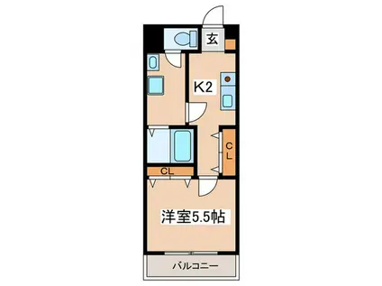 小川ビル(1K/2階)の間取り写真