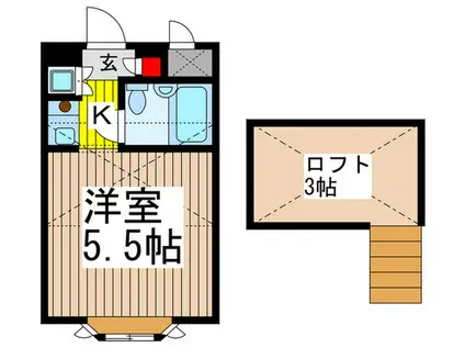 ベルシテイ川口(1K/1階)の間取り写真