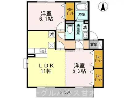 アネックスMII D棟(2LDK/2階)の間取り写真