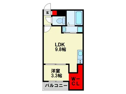 CHERIM戸畑III(1LDK/1階)の間取り写真