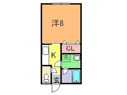 ラフォーレ若葉(1K/1階)の間取り写真