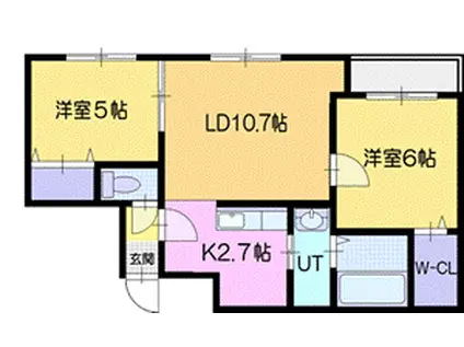 マンダリン恵み野(2LDK/5階)の間取り写真