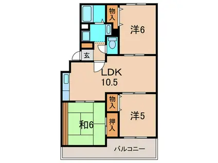 トリヴァンベール武庫川(3LDK/2階)の間取り写真