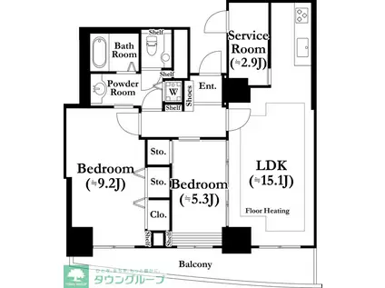 河田町ガーデン1(2LDK/2階)の間取り写真