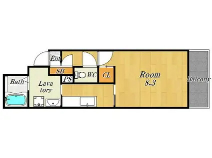 アクアストーン(1K/1階)の間取り写真