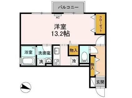 ボナールヴィラII(ワンルーム/2階)の間取り写真