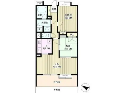 フィオーレ武蔵野(2LDK/1階)の間取り写真