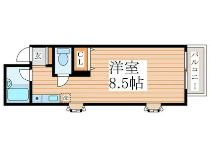 グリーンコーポII(ワンルーム/2階)の間取り写真