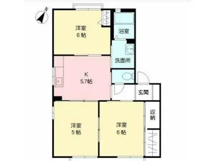 エルハイム青葉II(3K/2階)の間取り写真