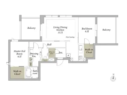 ソフィア新宿(2LDK/3階)の間取り写真