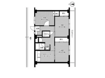 ビレッジハウス尾上 2号棟(3DK/1階)の間取り写真