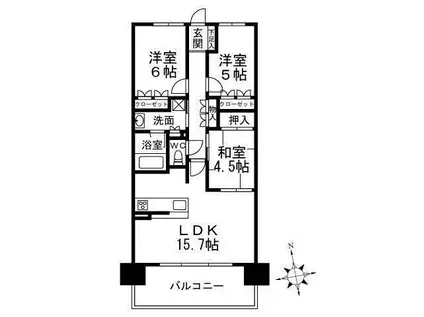 プラウドシティ神戸名谷(3LDK/2階)の間取り写真