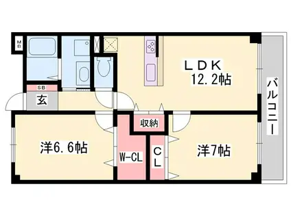 グレイスセイバリー(2LDK/3階)の間取り写真