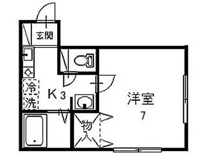 キュービック24 C棟(1K/2階)の間取り写真