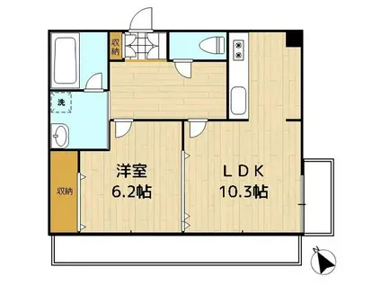 アニマリート峰Ⅲ(1LDK/4階)の間取り写真