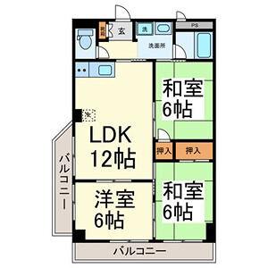 ファミール森後(3LDK/4階)の間取り写真