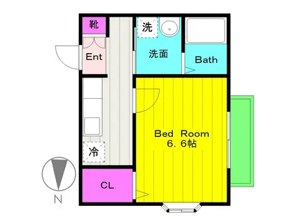 プレ・デ・ガール百合丘3(1K/2階)の間取り写真