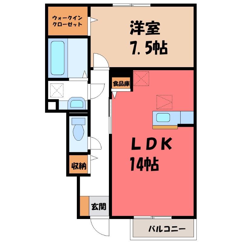 サンクブランシュB(1LDK/1階)の間取り写真