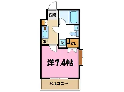 エクセリア溝ノ口(1K/2階)の間取り写真
