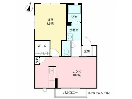 ソレイユ日の出B(1LDK/2階)の間取り写真