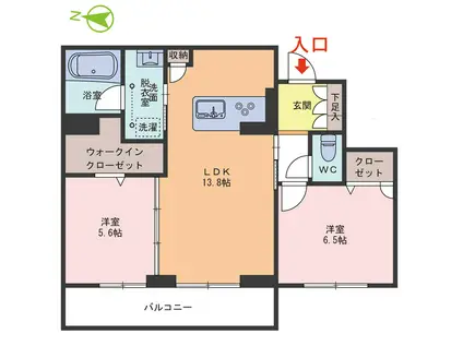 LA PALAIS VERT(2LDK/2階)の間取り写真