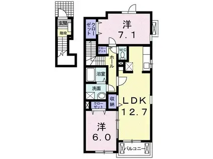 HAPPY DREAM 長泉B(2LDK/1階)の間取り写真