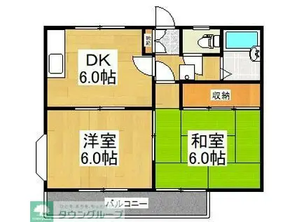 メゾン・ド・ソレイユ(2DK/1階)の間取り写真