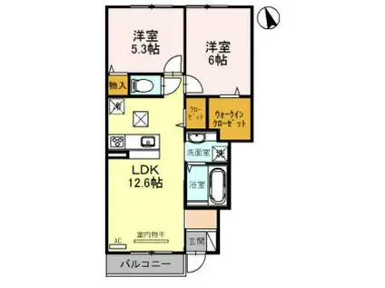 ＪＲ姫新線 播磨高岡駅 徒歩37分 2階建 築9年(2LDK/1階)の間取り写真