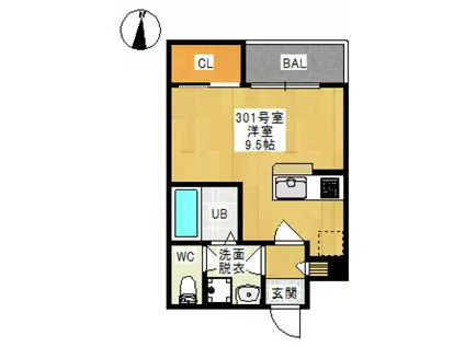 REGALEST MIRAI(ワンルーム/3階)の間取り写真