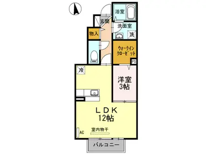 モアリエIII号館(1LDK/1階)の間取り写真