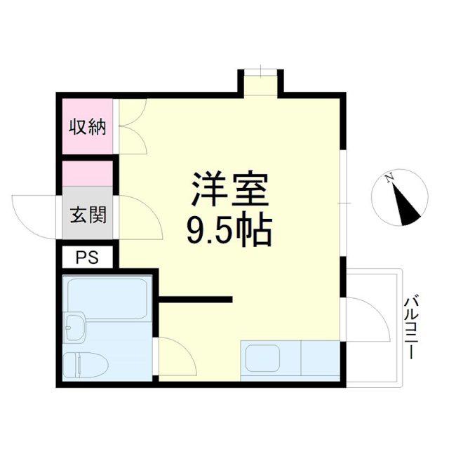 サンルームII(ワンルーム/2階)の間取り写真
