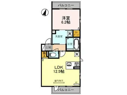 ヴィレッジ柿乃木(1LDK/3階)の間取り写真